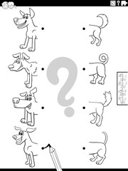 match halves of dogs pictures game coloring page