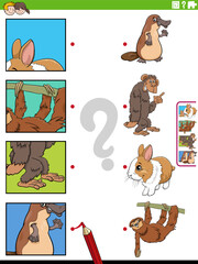 Naklejka premium match cartoon animals and clippings educational game
