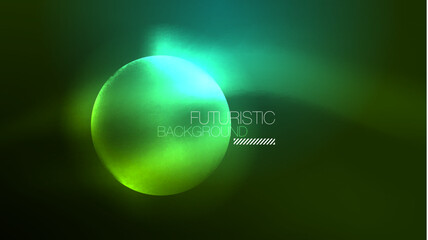 Neon glowing circles, magic energy space light concept, abstract background wallpaper design