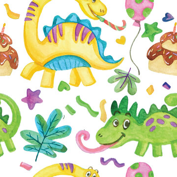 pattern of dino cartoon animals for birthday celebration