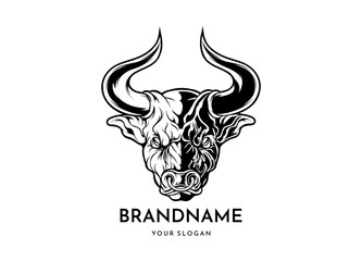 Bull head face logo vector icon