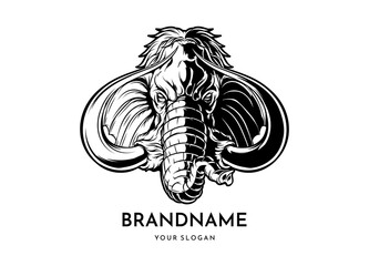 Mammoth head face logo vector icon