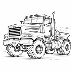 a drawing of a large truck with big tires