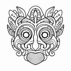 a black and white drawing of a mask