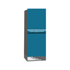 Modern fridges set. Realistic blue coolers, refrigerators of different size for home or restaurant kitchen and cold products storage. 3d vector illustration