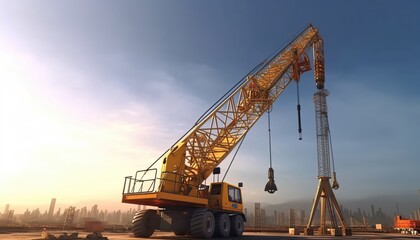 Fototapeta na wymiar a mobile crane on a construction site