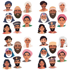 Set of diverse middle east people portraits