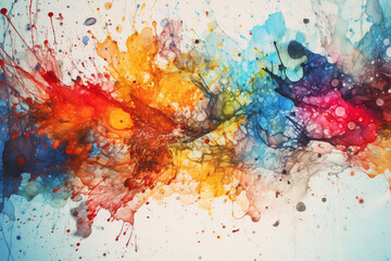 Colorful abstract watercolor splash painting. Generative AI illustration