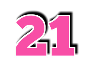 illustration of number twenty one 21 on white background 