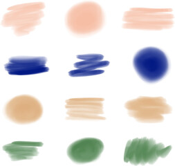 Set colorful watercolor hand drawing splashes
