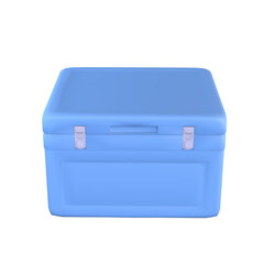 cooler box or  blue box and gray lock  or blue plastic box on tranparent background - 3d rendering 3d illustration and element  NO AI