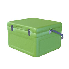 cooler box or green box black lock and shoulder strap or green plastic box on tranparent background - 3d rendering 3d illustration and element  NO AI