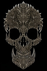 ai-generated, illustration of skull tattoo with fine details