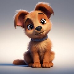 Super Cute Baby Pixar-Style Dog. Generative AI