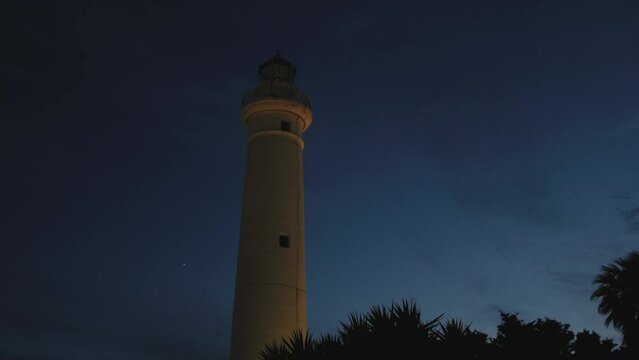 Beam of light from lighthouse tower