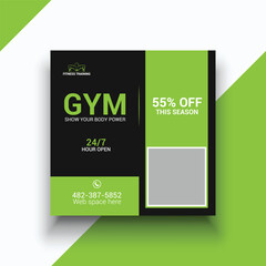 Gym social media instagram fitness banner template