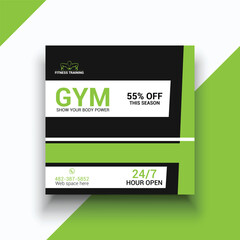 Gym social media instagram fitness banner template