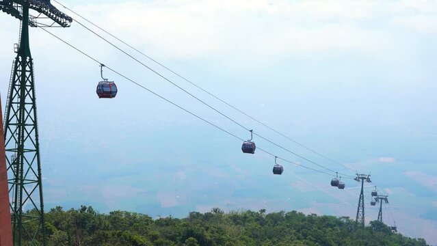 View from above to cable car area on top of Ba Den Mountain, Vietnam. The highest place in the Southern region to attract tourists to visit