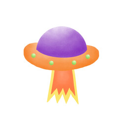 Cute UFO hand drawn illustration 