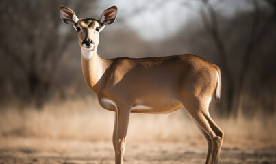 Naklejka na ściany i meble photo of impala in its natural habitat. Generative AI