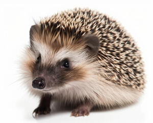 Obraz premium photo of hedgehog isolated on white background. Generative AI
