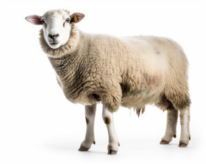 Fototapeta premium photo of Hampshire sheep isolated on white background. Generative AI