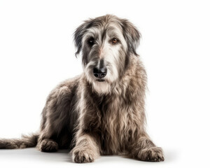 photo of Irish wolfhound isolated on white background. Generative AI