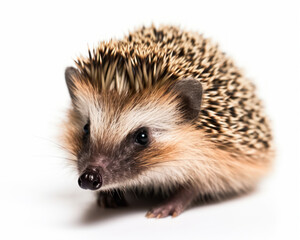 Obraz premium photo of hedgehog isolated on white background. Generative AI
