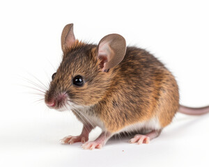 photo of house mouse isolated on white background. Generative AI