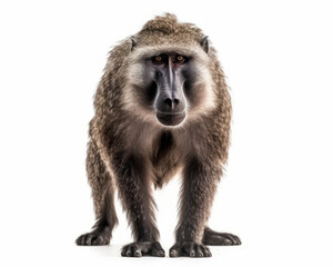 photo of hamadryas (sacred baboon) isolated on white background. Generative AI