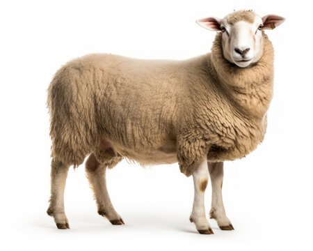 photo of Hampshire sheep isolated on white background. Generative AI