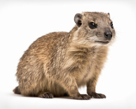 photo of hyrax isolated on white background. Generative AI