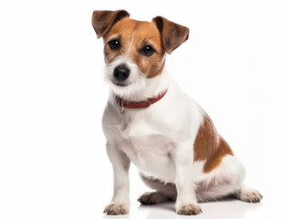 Naklejka na ściany i meble photo of Jack Russell Terrier isolated on white background. Generative AI