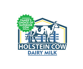 Obraz premium HOLSTEIN MILK COW CATTLE LOGO, silhouette of smart dairy standing vector illustrations
