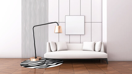 Room interior with wall background. 3D rendering ,3D illustration	