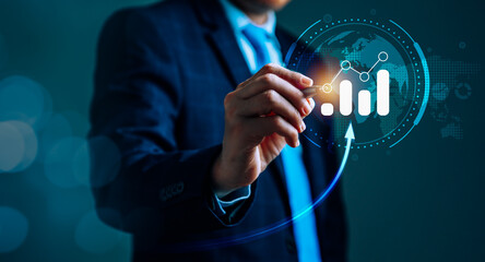Businessman Analyzing Business Growth Graph Data Chart