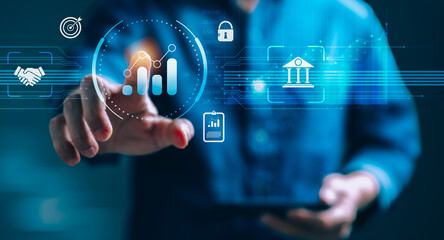 Businessman Analyzing Business Growth Graph Data Chart