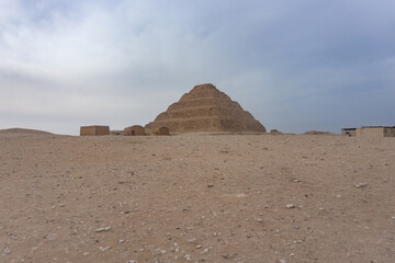 Step Pyramid of Djoser, the first pyramid of Egypt, at Sahara Desert.