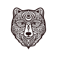 Bear mandala ornament. Vector illustration, animal