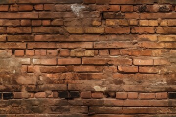Old dirty red brick wall seamless pattern. Weathered tile endless texture. AI generative image.