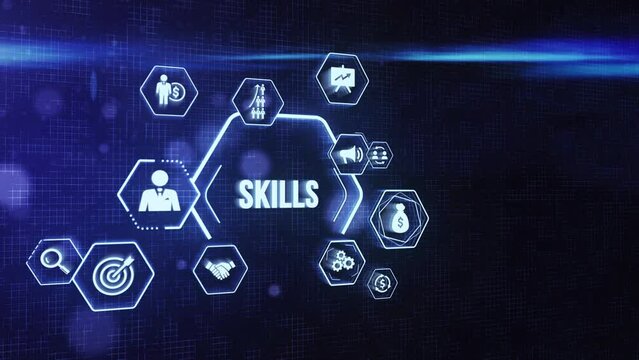 Internet, business, Technology and network concept.Coach motivation to skills improvement. Education concept. Training. Leadership skills. Human abilities. Virtual button.