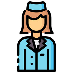 air hostess avatar vector icon 