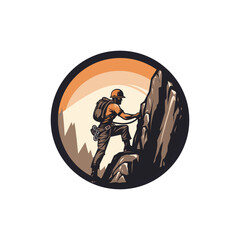 Climbing logo. Modern mountaineering and rock climbing logo illustration.