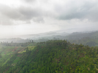 Fototapeta premium aerial photo of mountains bromo conservation area