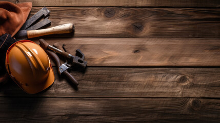 Happy Labor day and Construction tools with Copy space for text or ad with Generative AI Technology