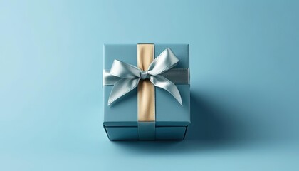 blue gift box on top blue background, generative ai