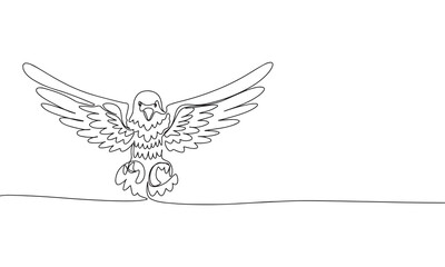 Hand drawn eagle isolated on white background. Line art bird. One line continuous eagle. Outline vector illustration.