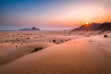 Fototapeta na wymiar breathtaking misty desert landscape , unreal natural wonder 