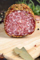 salami made of high-quality meat with spices and garlic