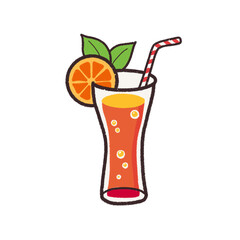 Orange cocktail, illustration, drawing, cocktail icon, orange juice, drawing, sticker